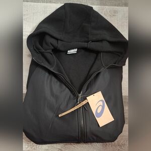 Asics Mixed Media Black Full Zip-Up Jacket